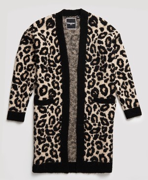 Superdry Lisa Leopard Cardigan Női Kötöttáru Barna | QGDSR4382